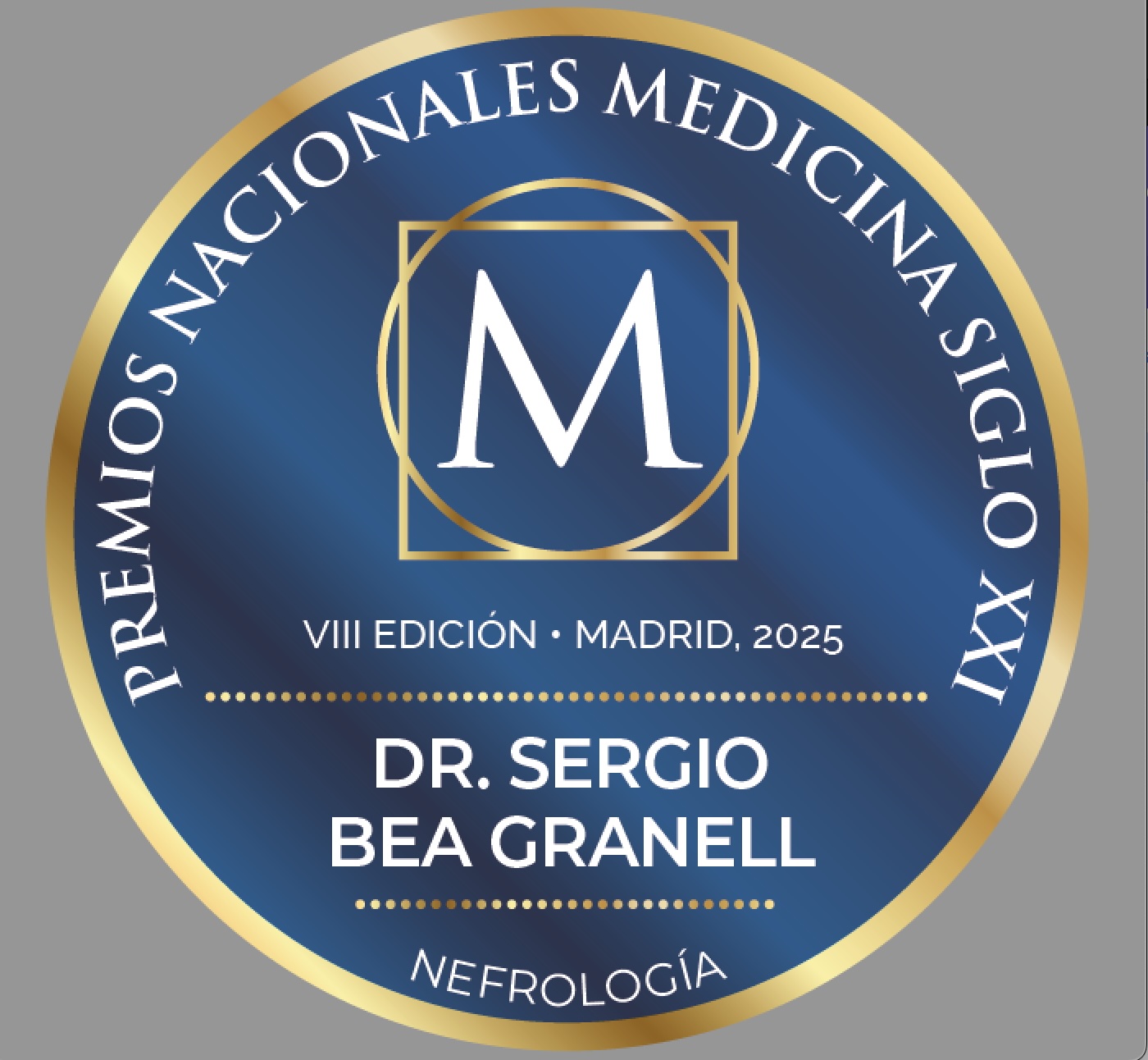 Sello del Premio Nacional de Medicina Siglo XXI 2025 en Nefrología concedido al Dr. Sergio Bea Granell